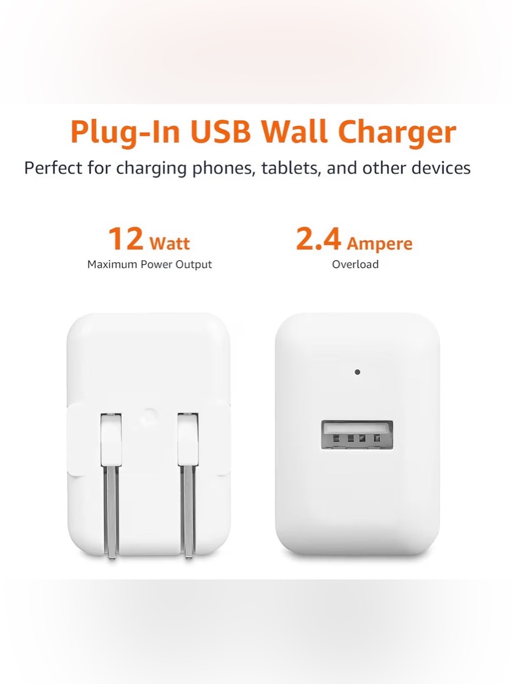 Amazon Basics 12W One Port USB-A Wall Charger (2.4A) - Picture 4 of 8